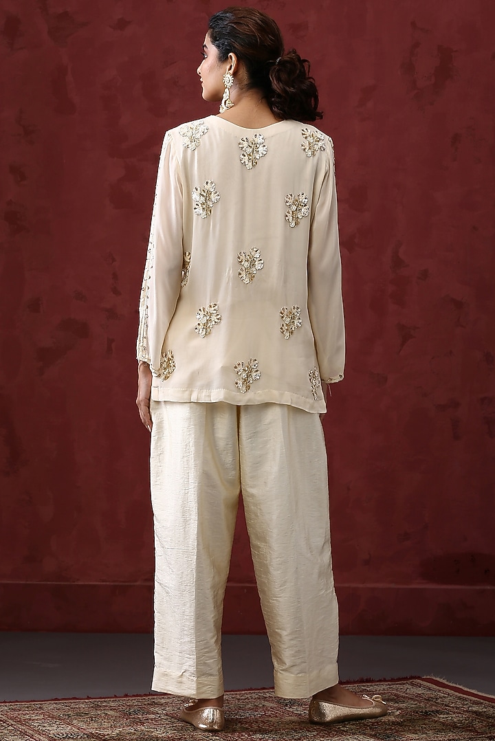 Ivory Silk Trouser Set by MINAKI WOMANZ at Pernia's Pop Up Shop