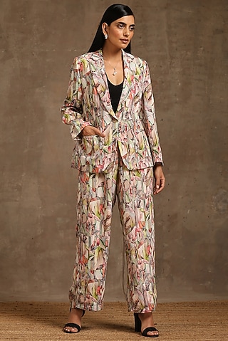 Multi-Colored Semi Crepe Printed Co-Ord Set by MINAKI WOMANZ