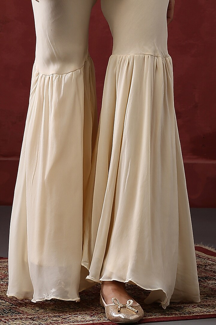 Off White Georgette Wedding Sharara Set by MINAKI WOMANZ at Pernia's Pop Up Shop