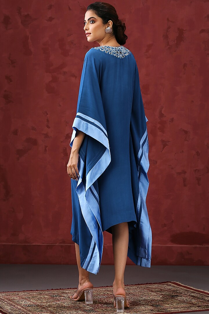 Blue Embroidered Kaftan by MINAKI WOMANZ at Pernia's Pop Up Shop
