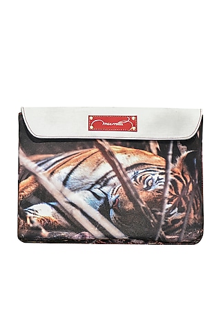 Multi Colored Printed Cotton Canvas Laptop Case by Mixmitti