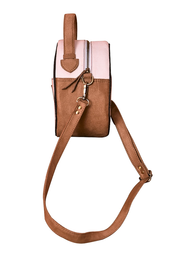 White & Olive Green Embroidered Round Sling Bag by Mixmitti at Pernia's Pop Up Shop