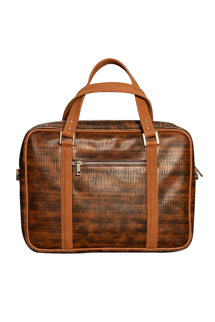 Brown Printed Laptop Bag by Mixmitti at Pernia's Pop Up Shop