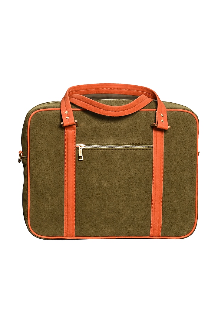 Olive Green Printed Laptop Bag by Mixmitti at Pernia's Pop Up Shop
