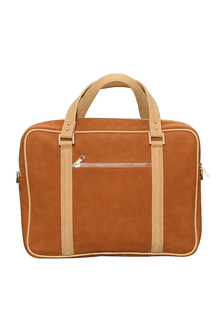 Tan Brown Printed Laptop Bag by Mixmitti at Pernia's Pop Up Shop