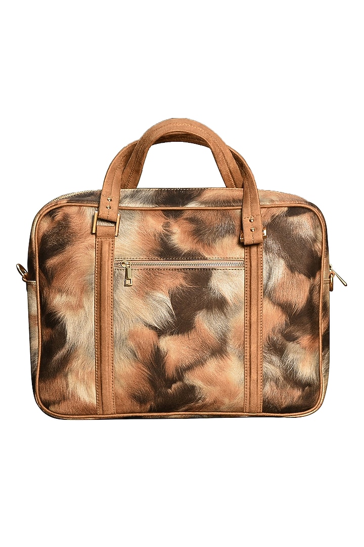 Beige Printed Laptop Bag by Mixmitti at Pernia's Pop Up Shop
