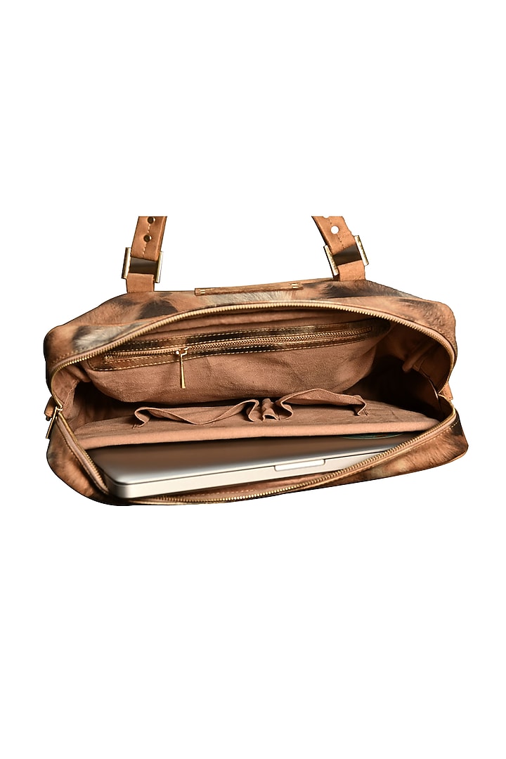 Beige Printed Laptop Bag by Mixmitti at Pernia's Pop Up Shop