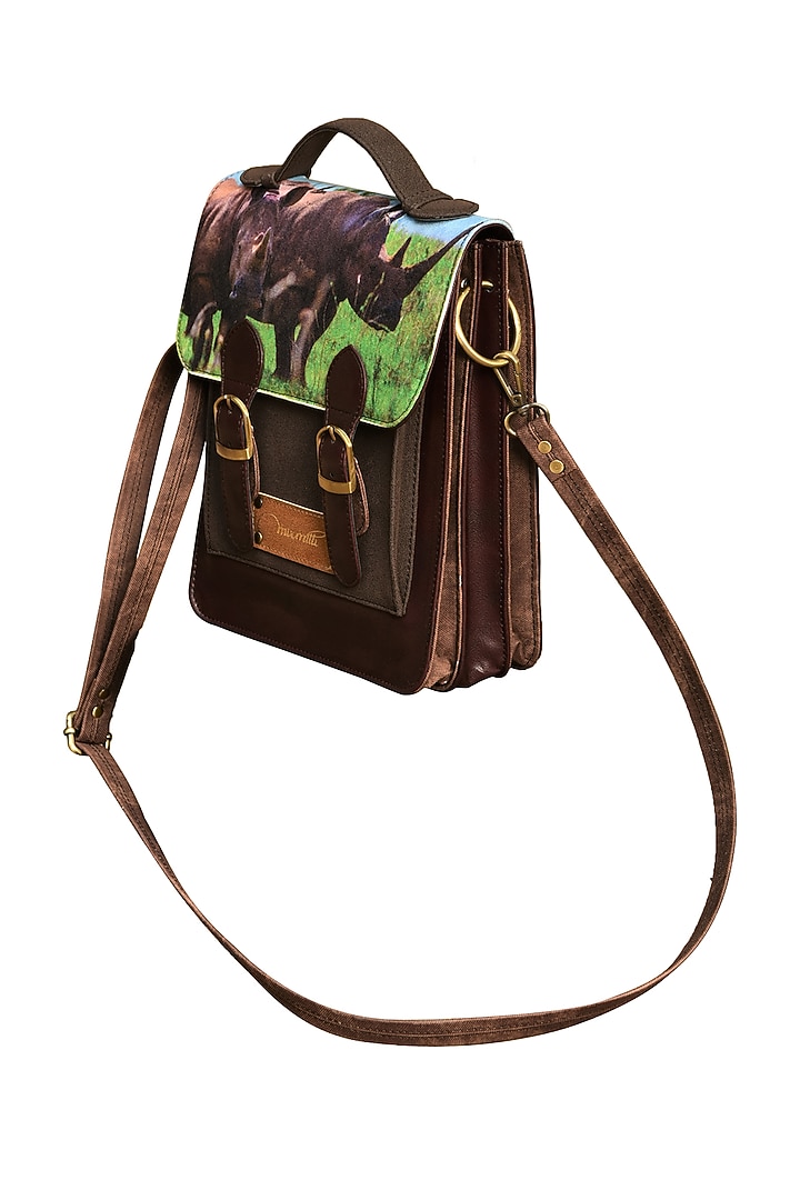 Multi Colored Faux Suede Printed Handbag by Mixmitti at Pernia's Pop Up Shop