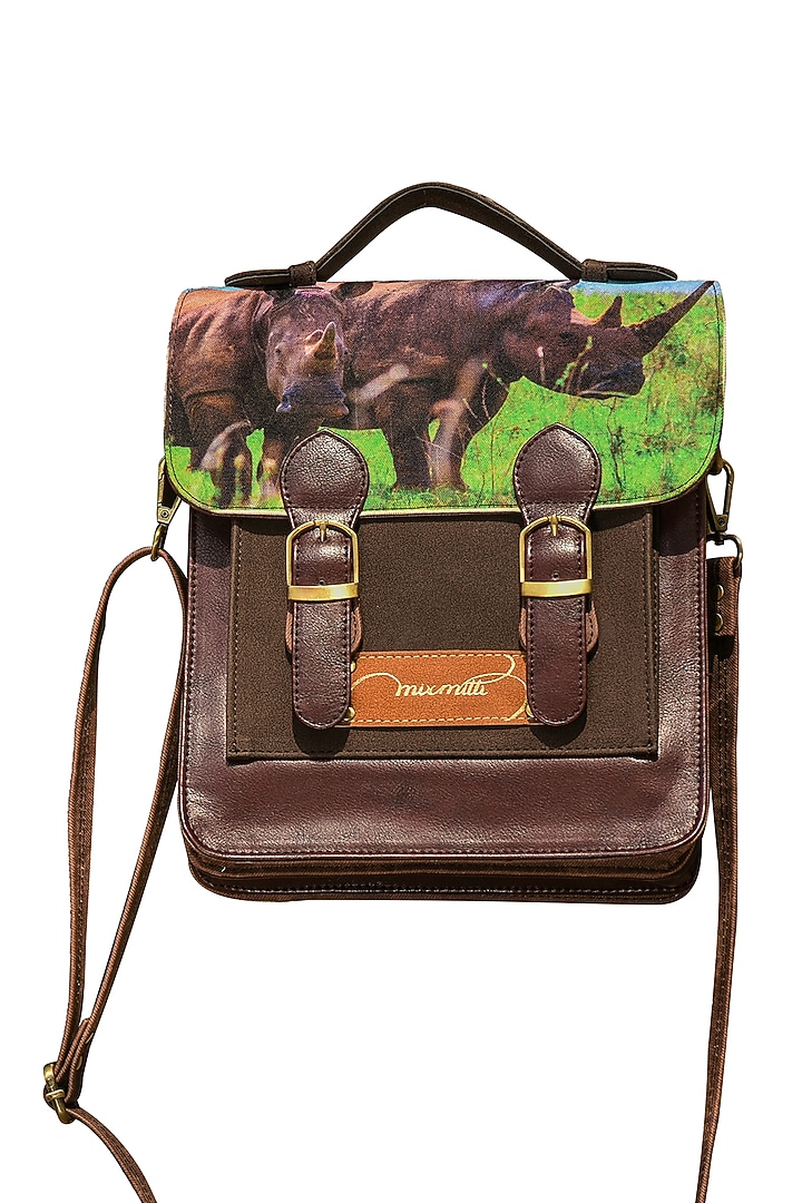 Multi Colored Faux Suede Printed Handbag by Mixmitti at Pernia's Pop Up Shop