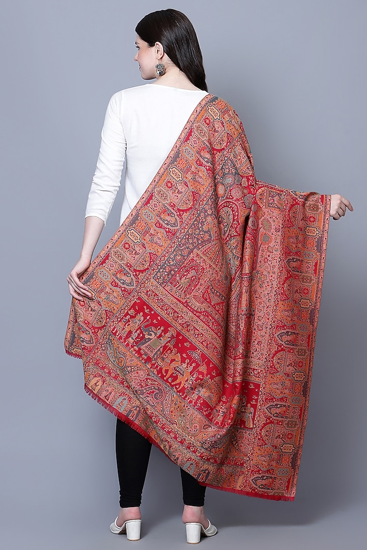 Red Fine Wool Shawl by Mizash at Pernia's Pop Up Shop