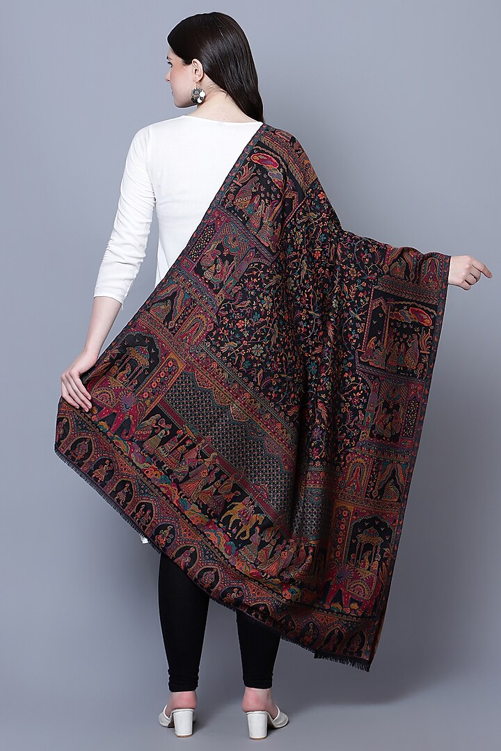 Black Fine Wool Shawl by Mizash at Pernia's Pop Up Shop