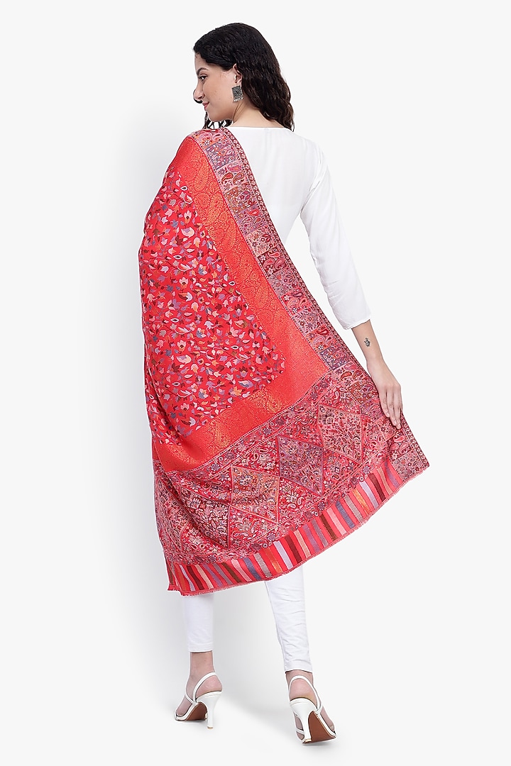 Red Fine Wool Shawl by Mizash at Pernia's Pop Up Shop