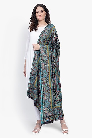 Black Fine Wool Shawl by Mizash