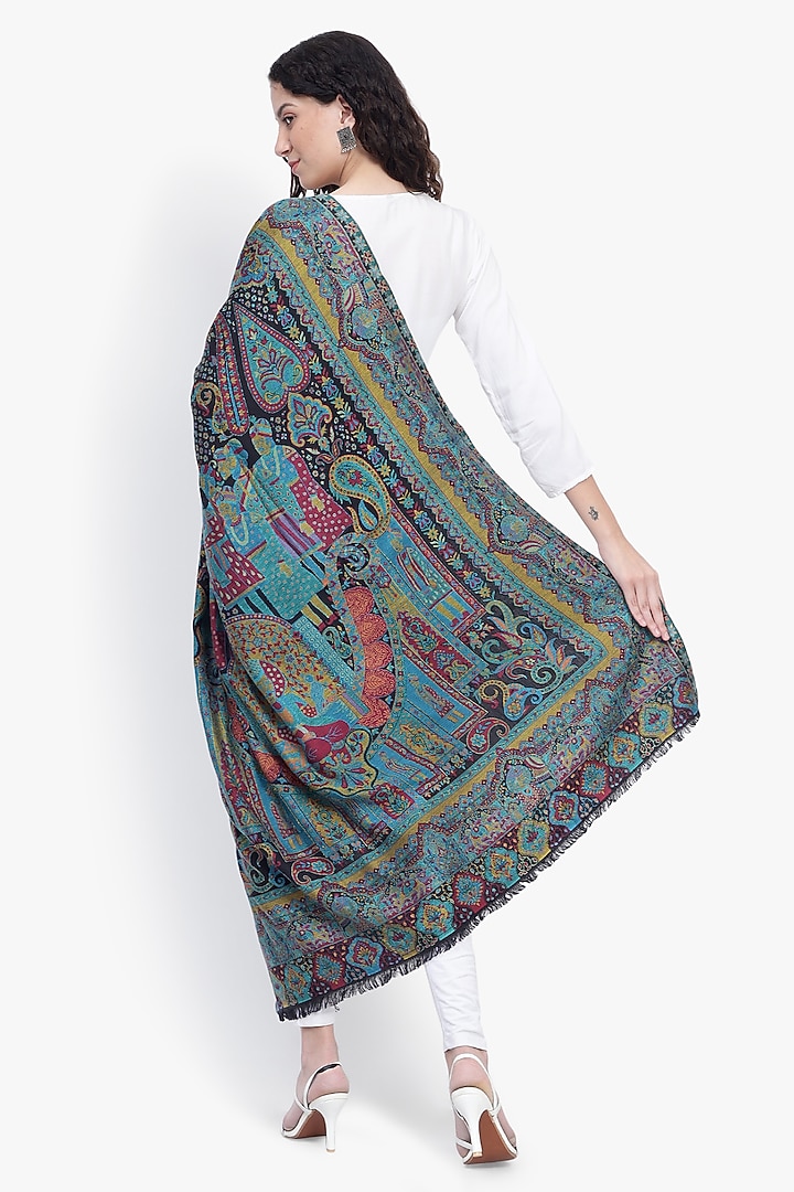 Black Fine Wool Shawl by Mizash at Pernia's Pop Up Shop