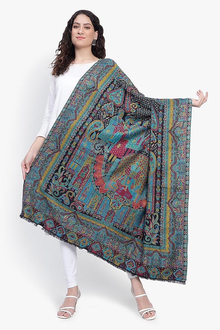 Black Fine Wool Shawl by Mizash at Pernia's Pop Up Shop