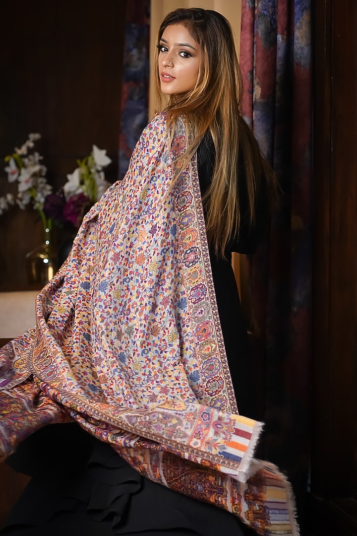 Multi-Coloured Fine Wool Shawl by Mizash at Pernia's Pop Up Shop