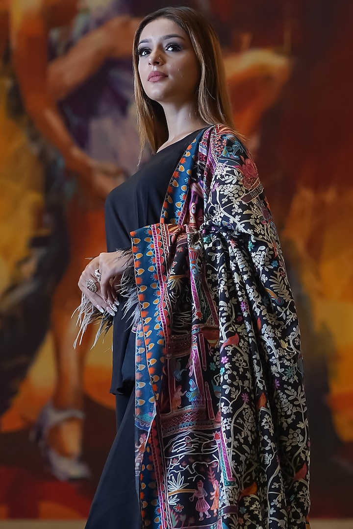 Black Pashmina Wool Shawl by Mizash at Pernia's Pop Up Shop
