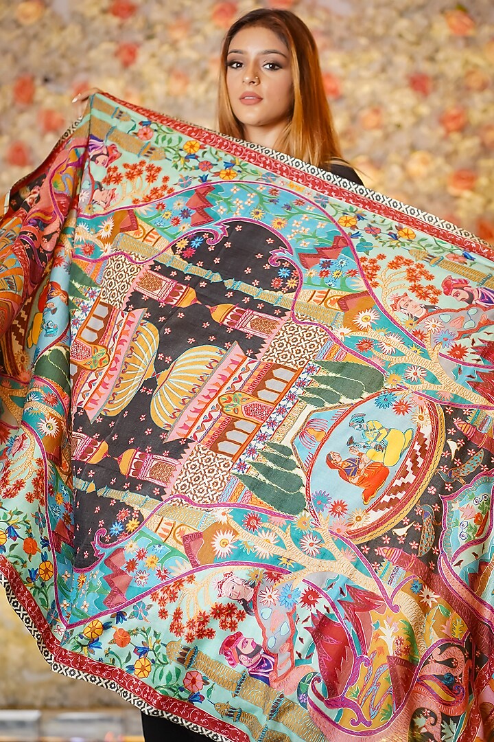 Multi-Coloured Pashmina Wool Shawl by Mizash at Pernia's Pop Up Shop
