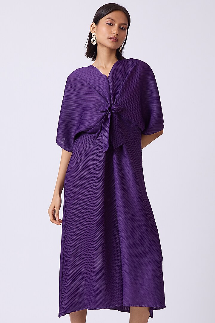 Purple Polyester A-Line Midi Summer Dress by Scarlet Sage at Pernia's Pop Up Shop