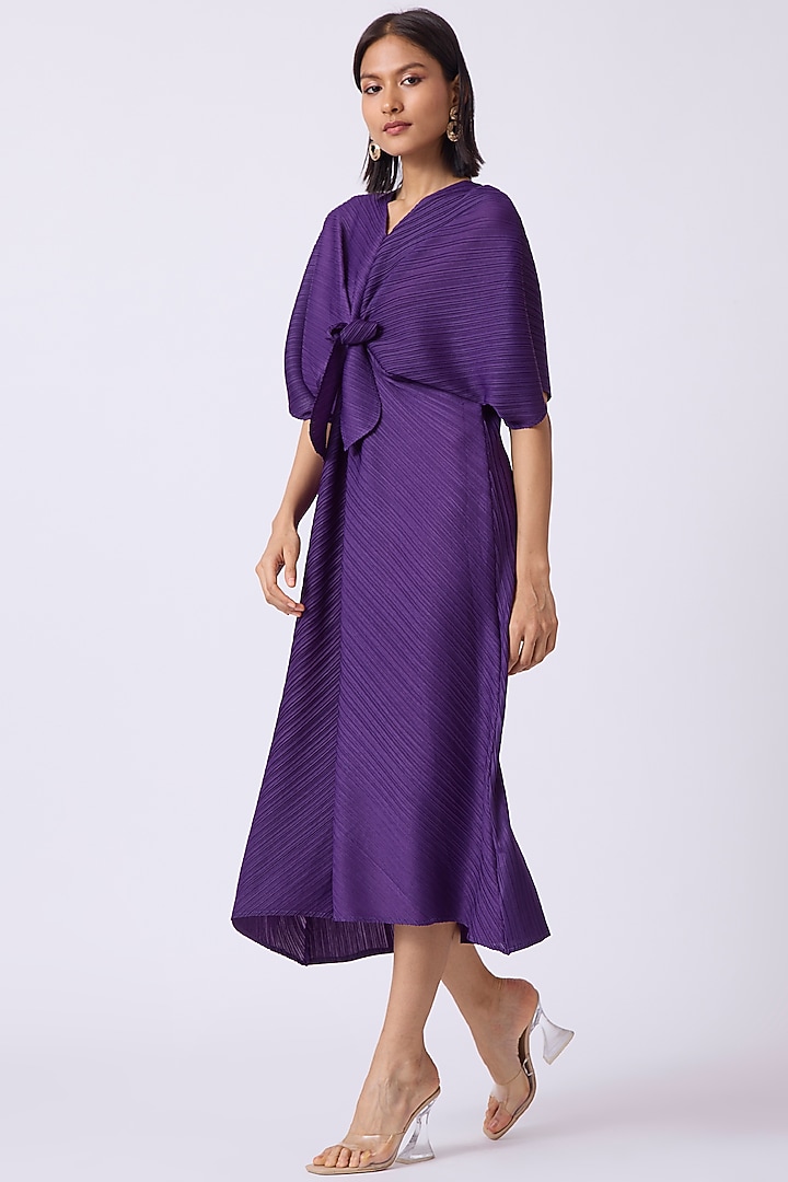Purple Polyester A-Line Midi Summer Dress by Scarlet Sage at Pernia's Pop Up Shop