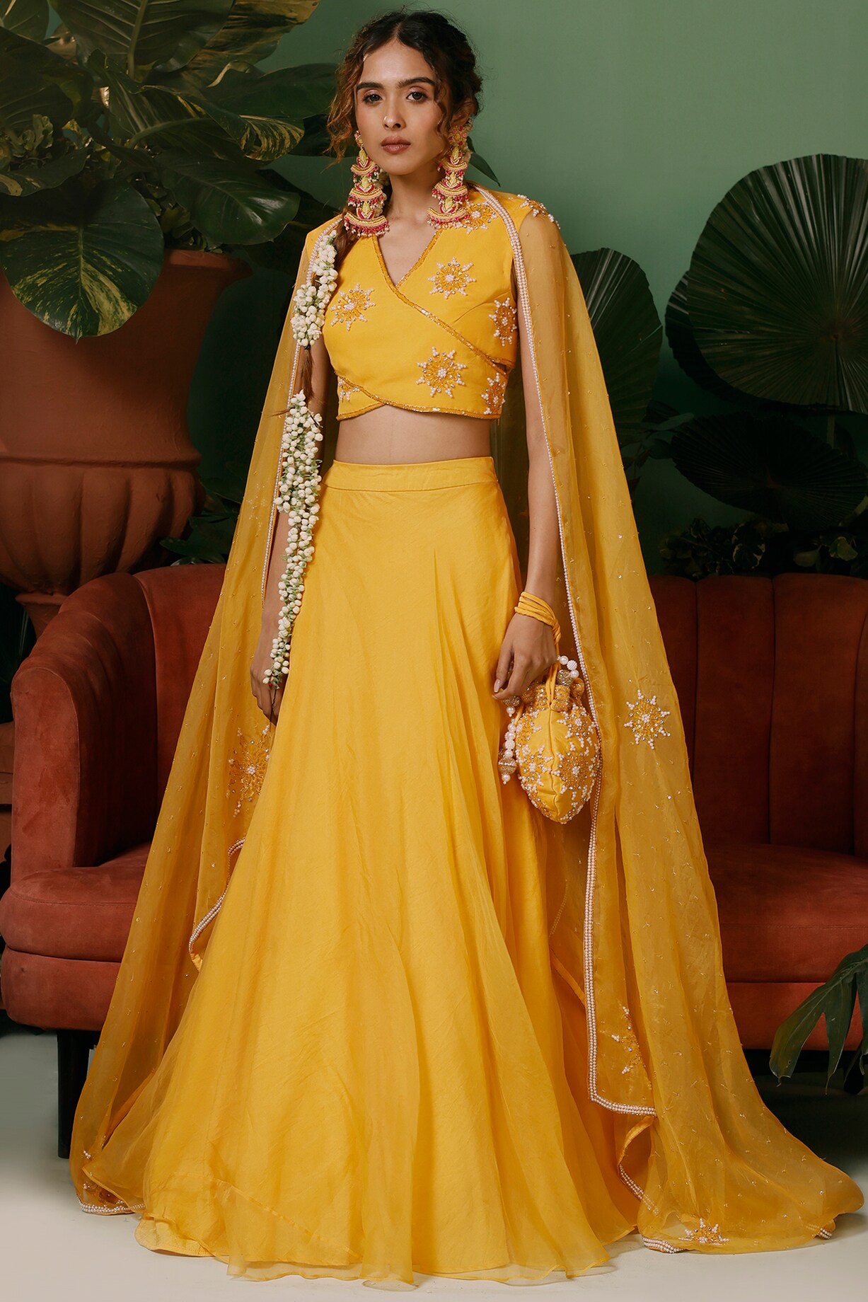 Sianni Yellow ORGANZA LEHENGA SET