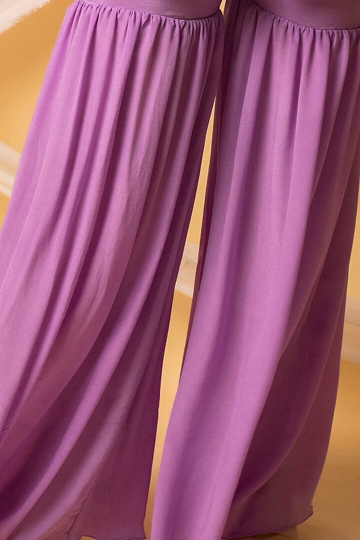 Lilac Crepe Party Wear Sharara Set by Midushi Bajoria at Pernia's Pop Up Shop