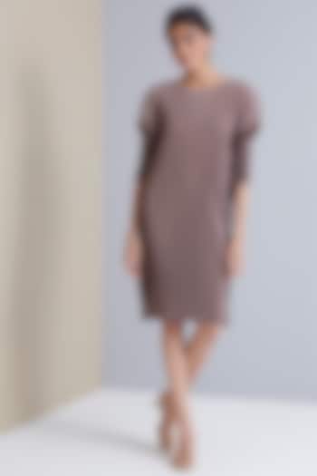 Taupe Polyester Dress by Scarlet Sage