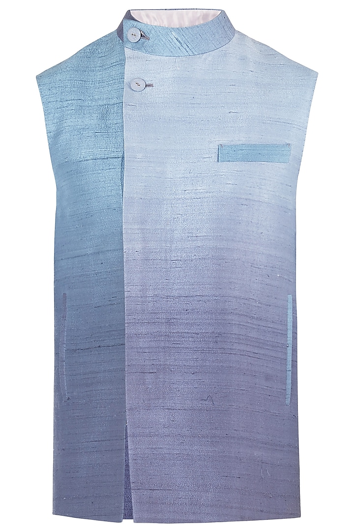 Blue Ombre Waistcoat by Mitesh Lodha