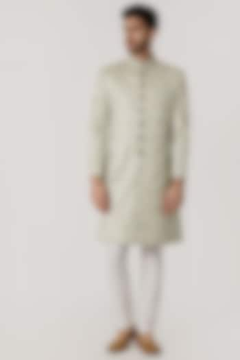 Sage Green Embroidered Sherwani by Mitesh Lodha