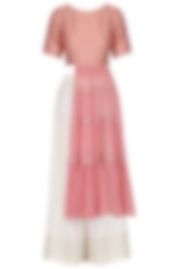 Pink tiered tunic with white palazzo pants available only at Pernia's Pop Up Shop.
