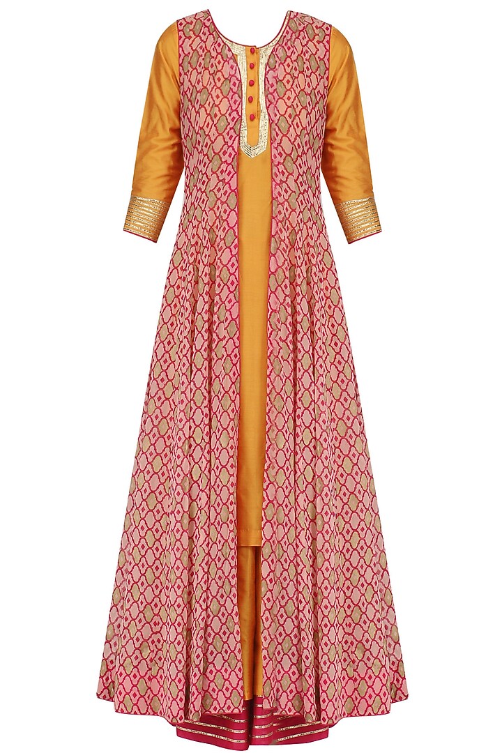 Mustard kurta, palazzo pants and printed cape set available only at Pernia's Pop Up Shop.