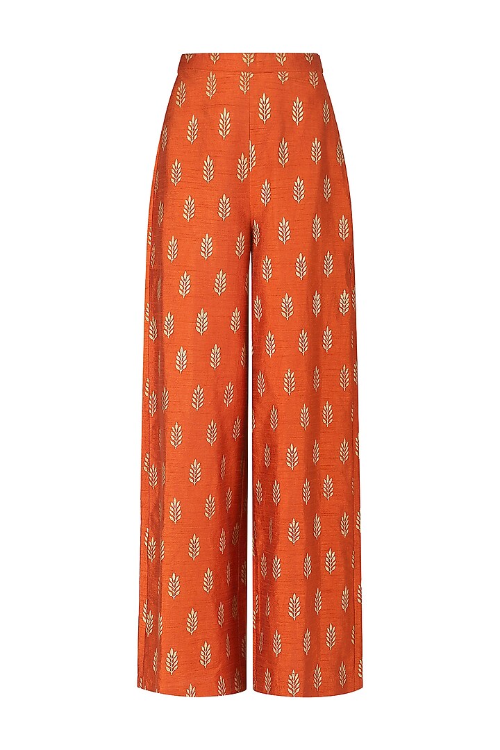 Burnt orange foil printed blazer and pant set available only at Pernia's Pop Up Shop.