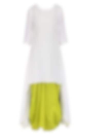 Green Drape Dress and White Tunic Set by Mint Blush