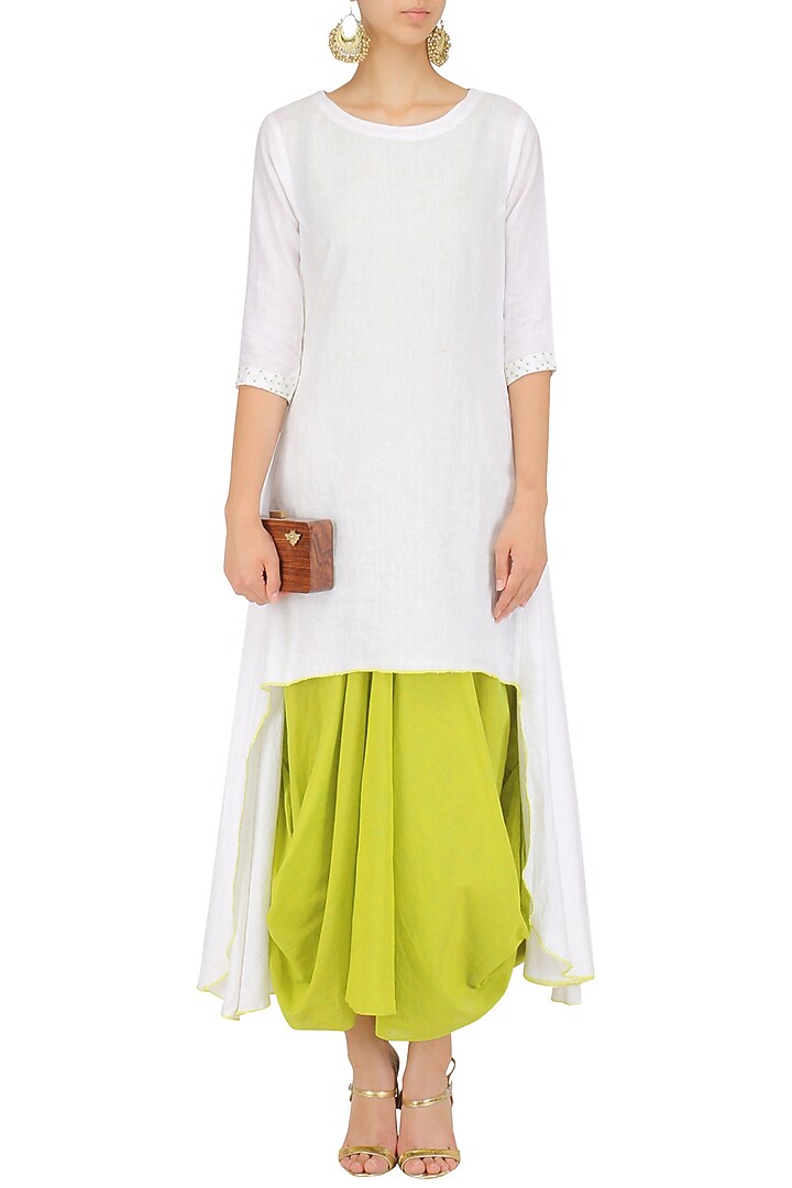 Green drape dress and white tunic set available only at Pernia's Pop Up Shop.