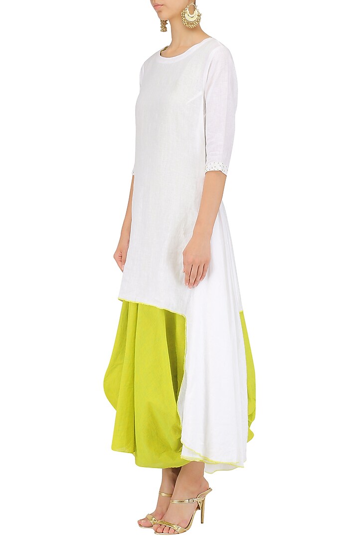 Green drape dress and white tunic set available only at Pernia's Pop Up Shop.
