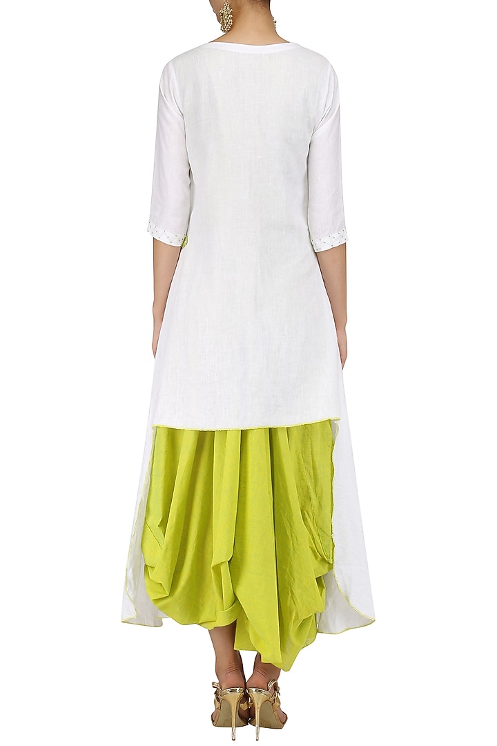 Green drape dress and white tunic set available only at Pernia's Pop Up Shop.