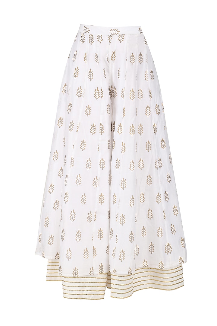 White and gold gota work double layer kalidaar kurta set available only at Pernia's Pop Up Shop.