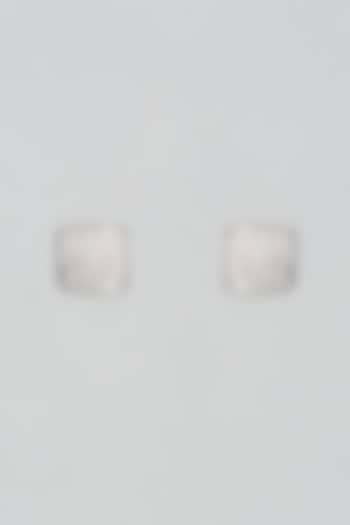 White Plated Cubic Zircon & Diamonds Stud Earrings In Sterling Silver by Mirelle at Pernia's Pop Up Shop