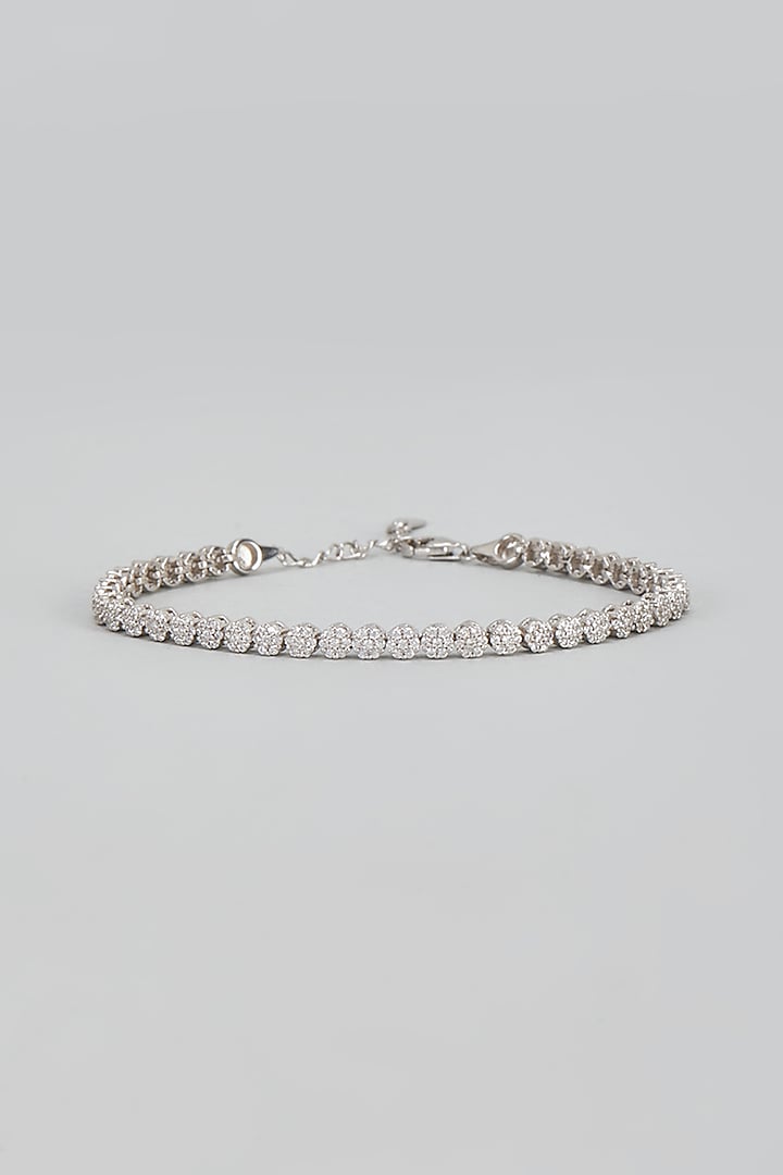 White Plated Cubic Zircon Tennis Bracelet In Sterling Silver by Mirelle