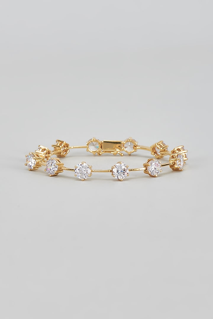 Gold Plated Cubic Zircon Openable Tennis Bracelet In Sterling Silver by Mirelle at Pernia's Pop Up Shop