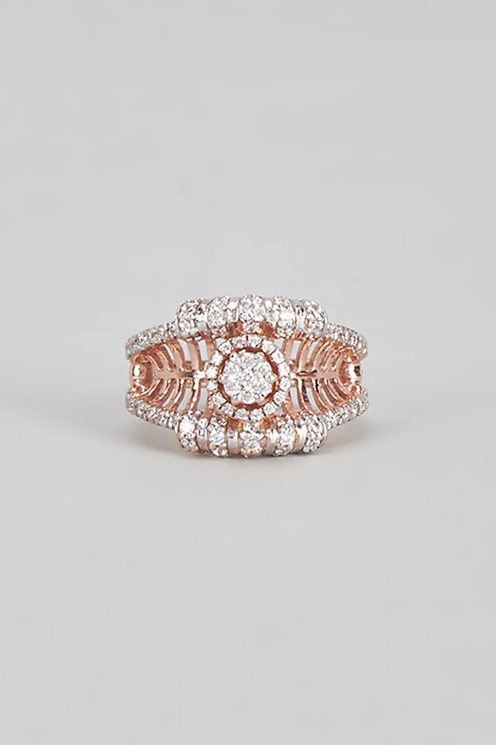 Rose Gold Plated Cubic Zircon Ring In Sterling Silver by Mirelle at Pernia's Pop Up Shop