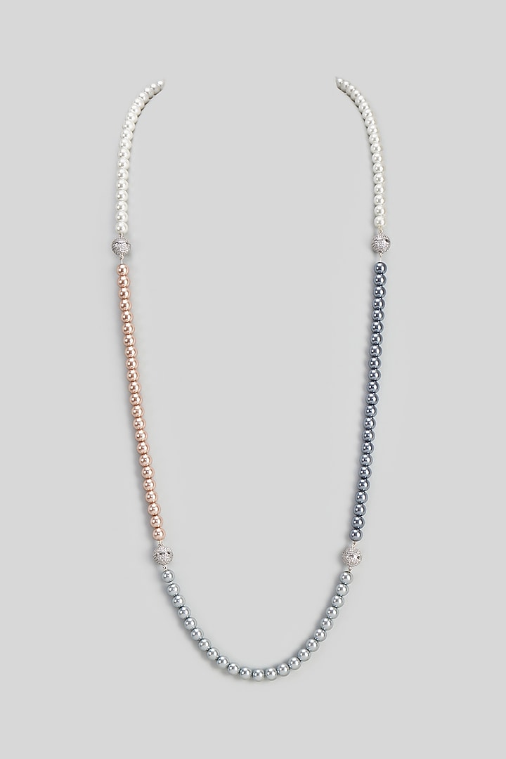 White Finish Freshwater Pearls 10 In 1 Detachable Pearl Mala In Sterling Silver by Mirelle at Pernia's Pop Up Shop