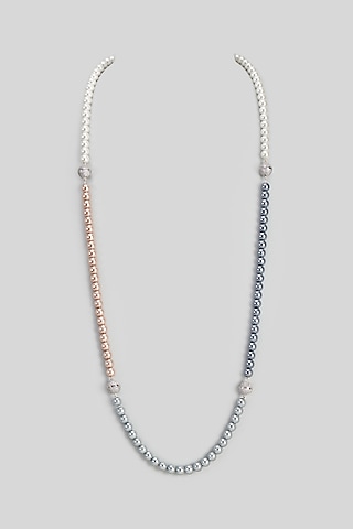 White Finish Freshwater Pearls 10 In 1 Detachable Pearl Mala In Sterling Silver by Mirelle