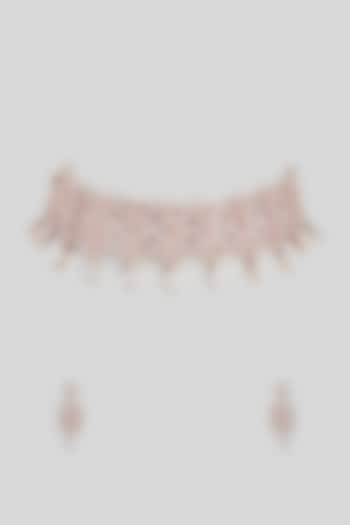 Rose Gold Plated Cubic Zircon Choker Necklace Set In Sterling Silver by Mirelle at Pernia's Pop Up Shop