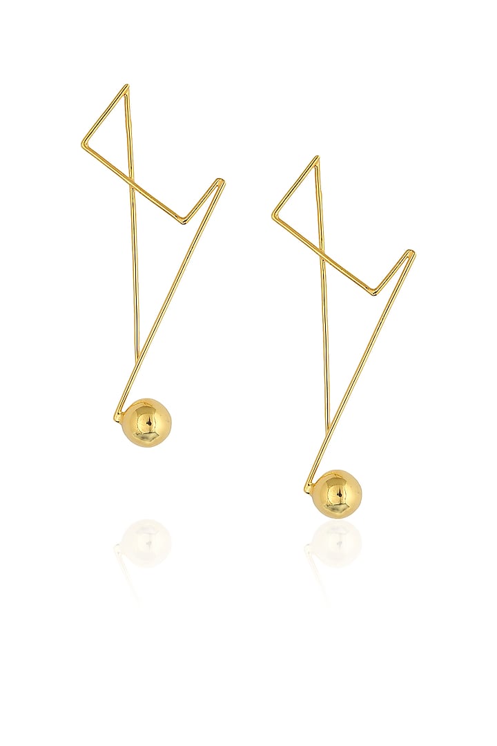 Gold plated abstract single drop earrings by Misho