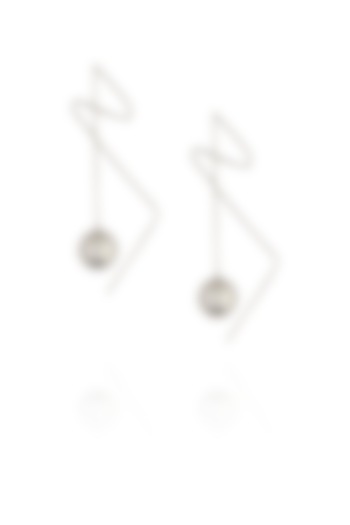 Dull silver finish silver ball drop earrings by Misho