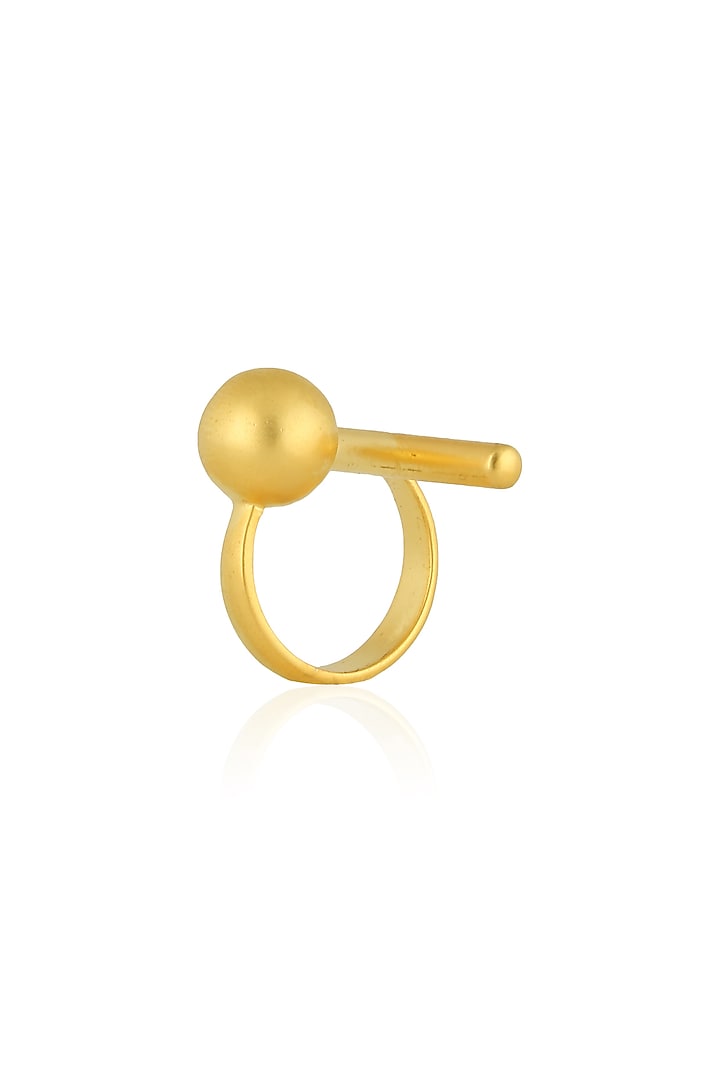 Golden bar and sphere ball drop adjustable ring by Misho