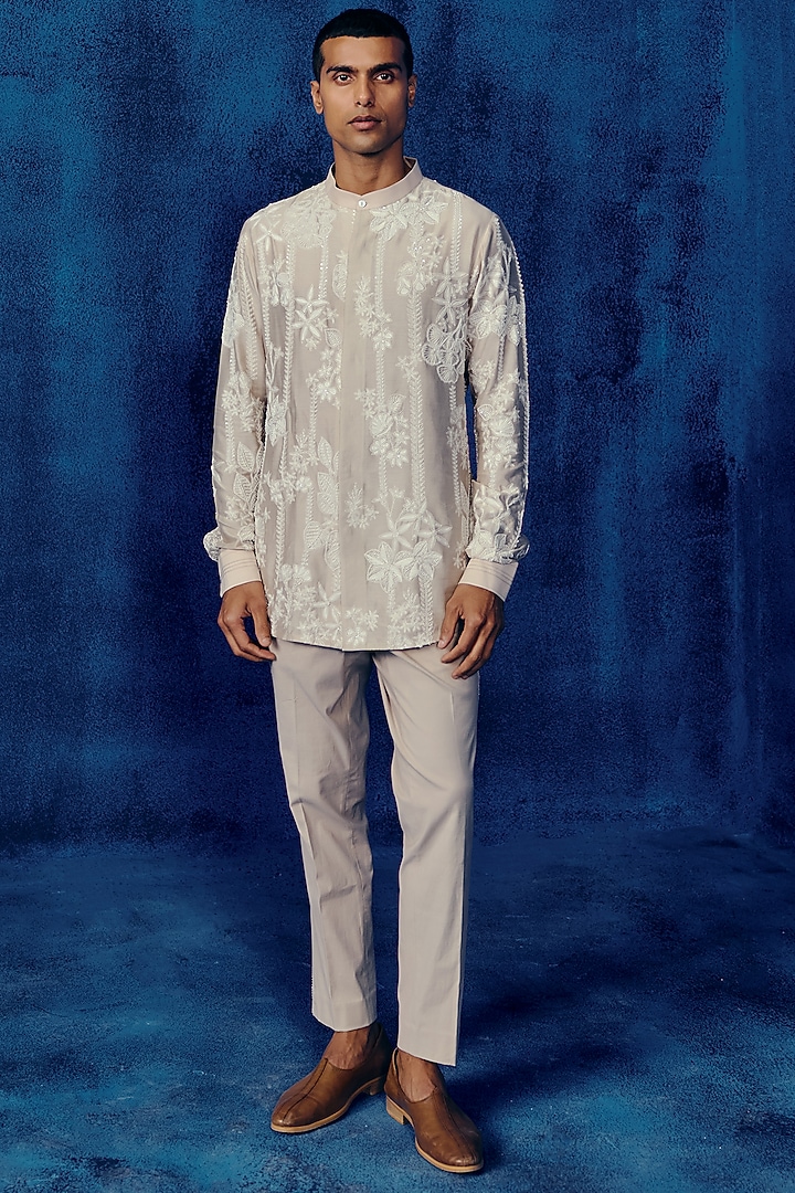 Champagne Dupion Co-Ord Set by Mishru Men at Pernia's Pop Up Shop