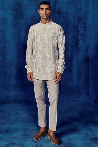 Champagne Dupion Co-Ord Set by Mishru Men