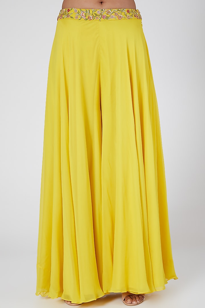 Yellow Embroidered Wedding Sharara Set by Megha & Jigar at Pernia's Pop Up Shop